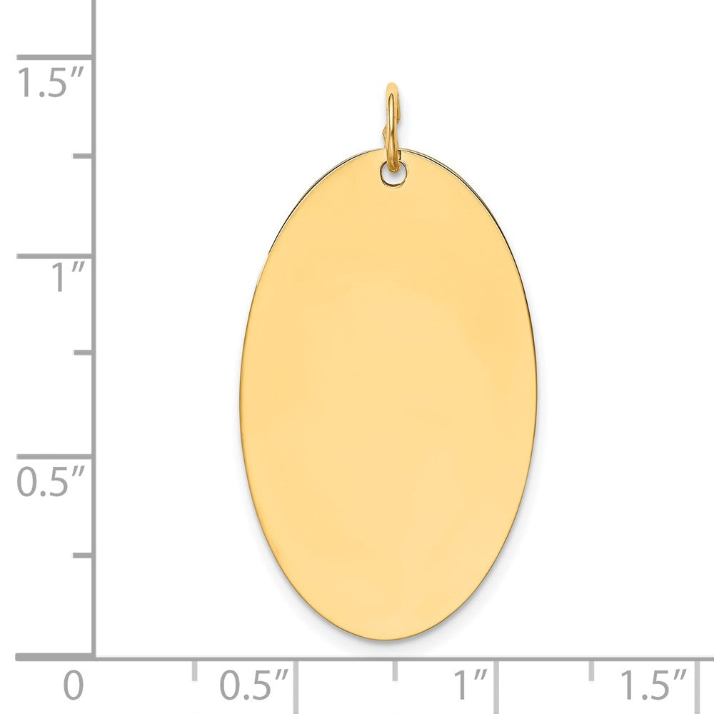 14k Yellow Gold Plain Engravable Elliptical Disc Charm