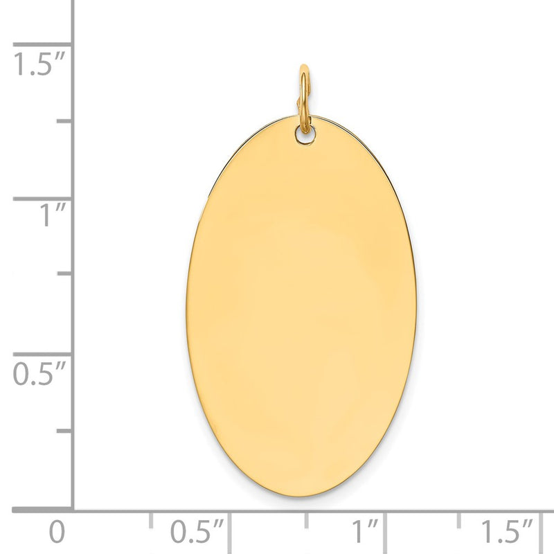 14k Yellow Gold Plain Engravable Elliptical Disc Charm