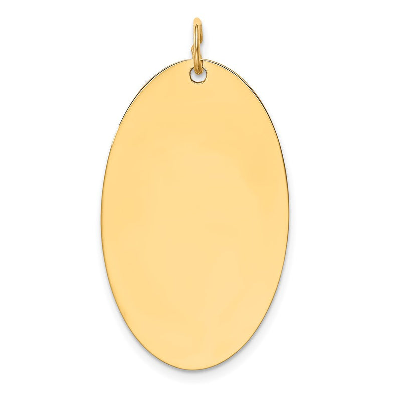 14k Yellow Gold Plain Engravable Elliptical Disc Charm