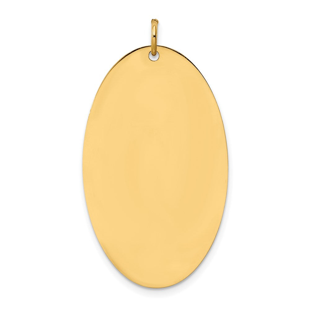14k Yellow Gold Plain Engravable Elliptical Disc Charm