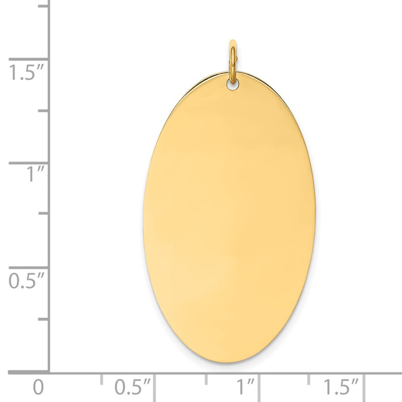 14k Yellow Gold Plain Engravable Elliptical Disc Charm