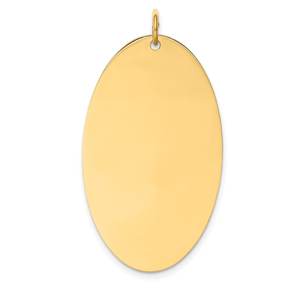 14k Yellow Gold Plain Engravable Elliptical Disc Charm