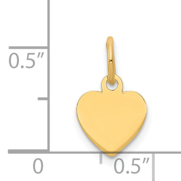 14k Yellow Gold Plain Engravable Heart Disc Charm