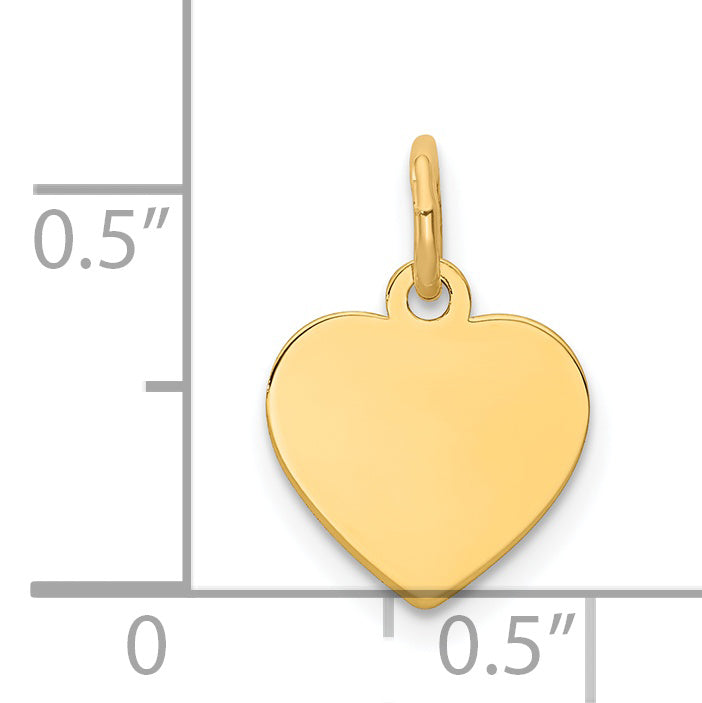 14k Yellow Gold Plain Engravable Heart Disc Charm
