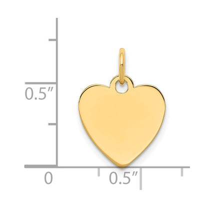14k Yellow Gold 14k Plain .018 Gauge Engravable Heart Disc Charm