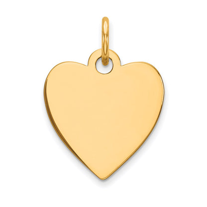 14k Yellow Gold Plain Engravable Heart Disc Charm