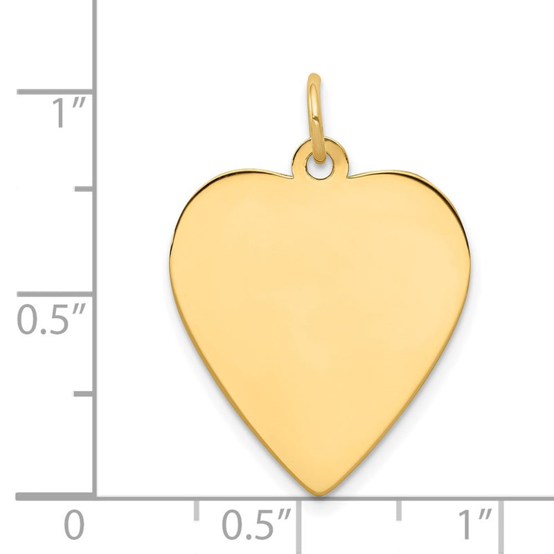 14k Yellow Gold Plain Engravable Heart Disc Charm