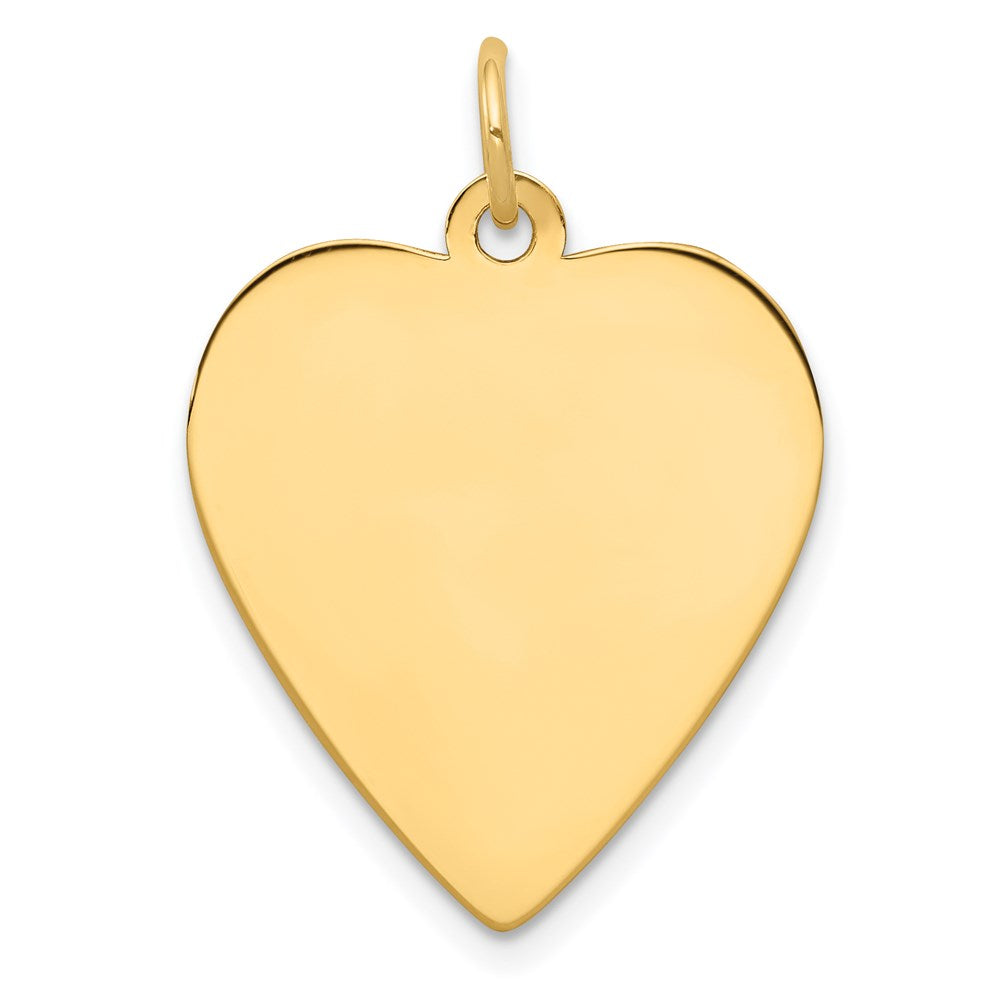 14k Yellow Gold Plain Engravable Heart Disc Charm