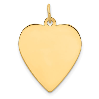 14k Yellow Gold Plain Engravable Heart Disc Charm