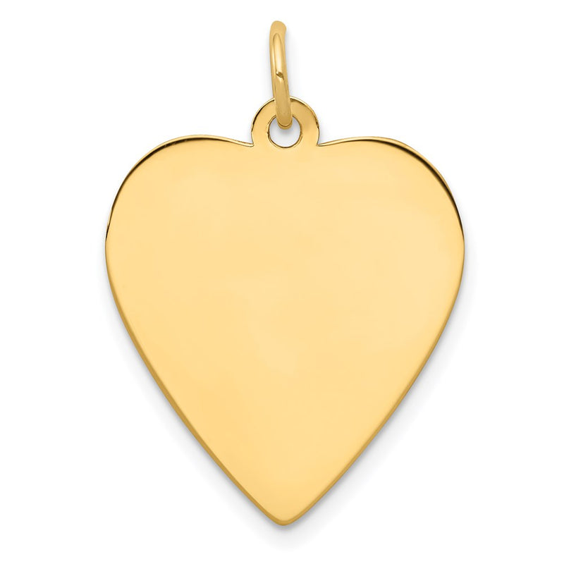 14k Yellow Gold Plain Engravable Heart Disc Charm