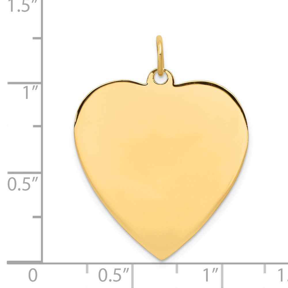 14k Yellow Gold Plain Engravable Heart Disc Charm