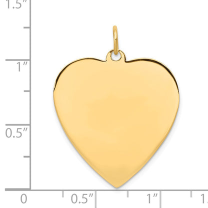 14k Yellow Gold Plain Engravable Heart Disc Charm