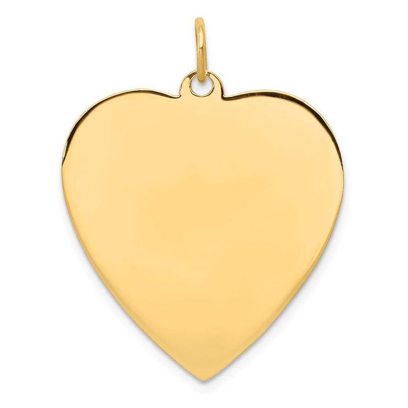 14k Yellow Gold Plain Engravable Heart Disc Charm