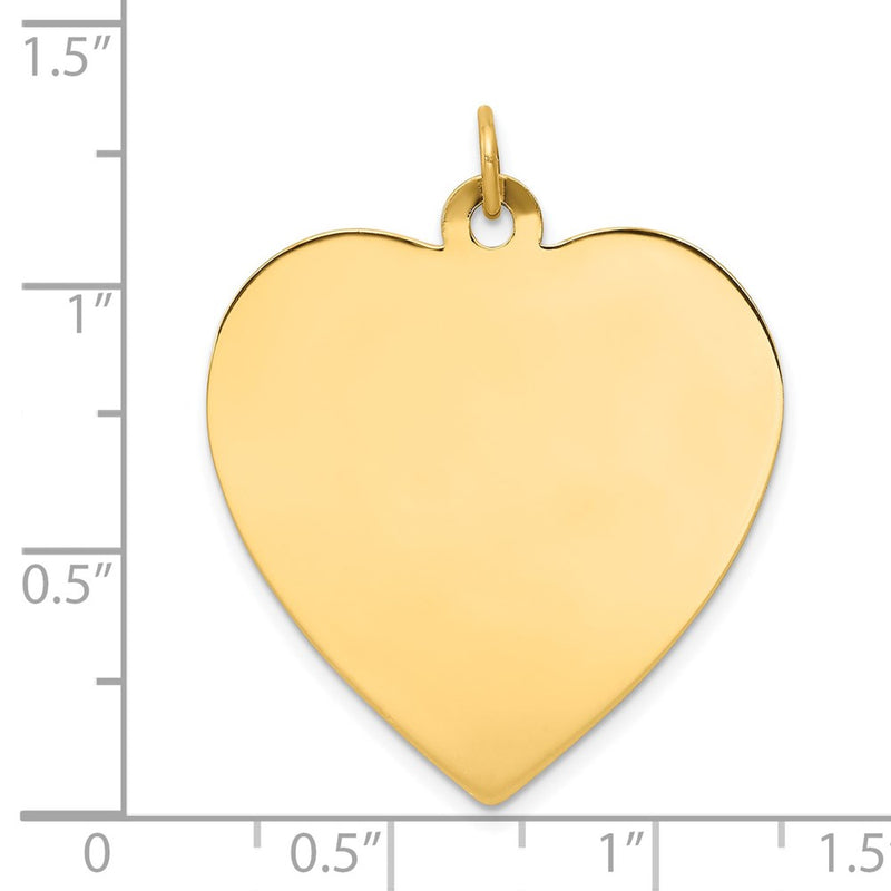 14K Yellow Gold Plain .035 Gauge Engravable Heart Disc Charm