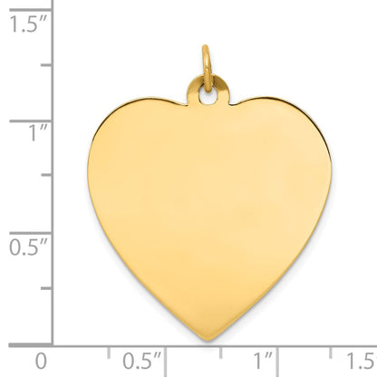 14k Yellow Gold Plain Engravable Heart Disc Charm