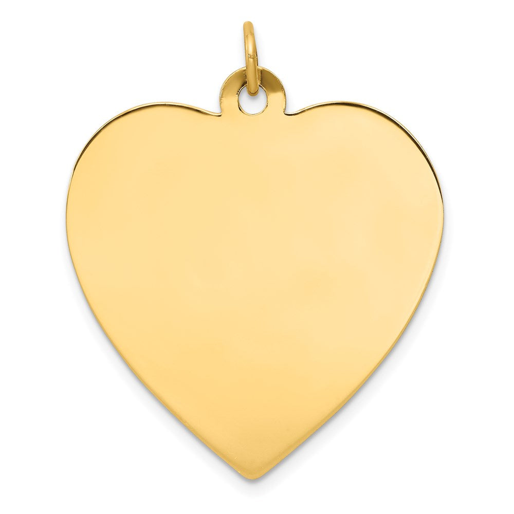 14k Yellow Gold Plain Engravable Heart Disc Charm