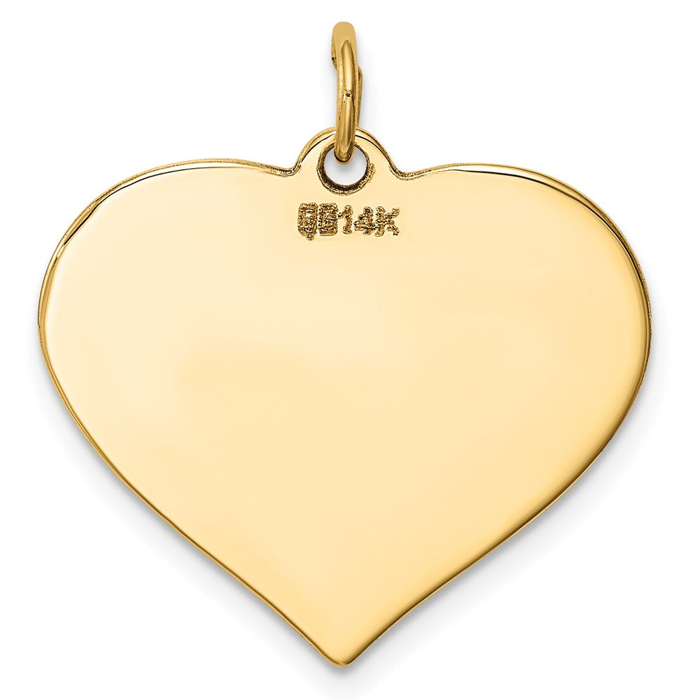 14k Yellow Gold Plain Engravable Heart Disc Charm