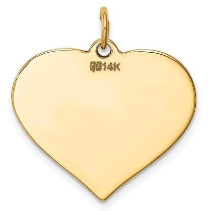 14k Yellow Gold Plain Engravable Heart Disc Charm