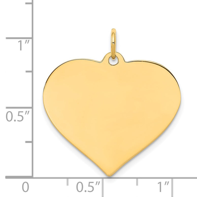 14k Yellow Gold Plain Engravable Heart Disc Charm