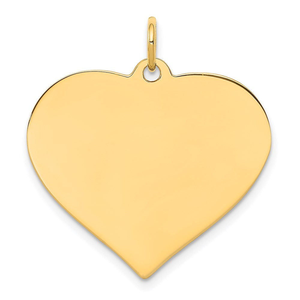 14k Yellow Gold Plain Engravable Heart Disc Charm