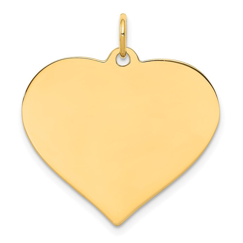 14k Yellow Gold Plain Engravable Heart Disc Charm