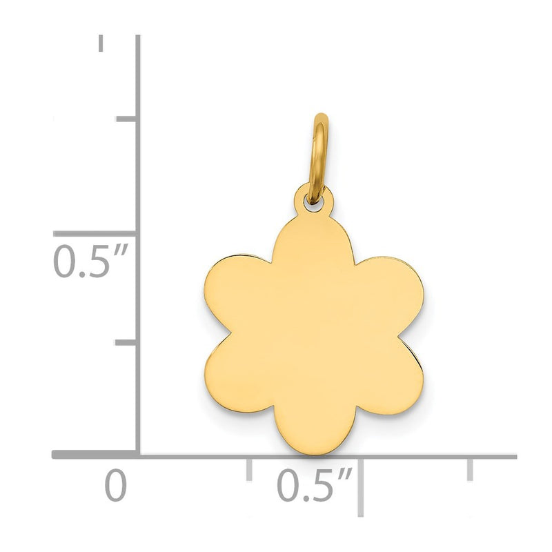 14k Yellow Gold Plain Engravable Flower Disc Charm