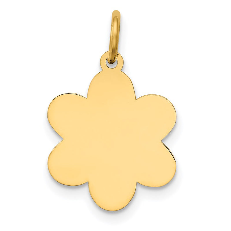 14k Yellow Gold Plain Engravable Flower Disc Charm