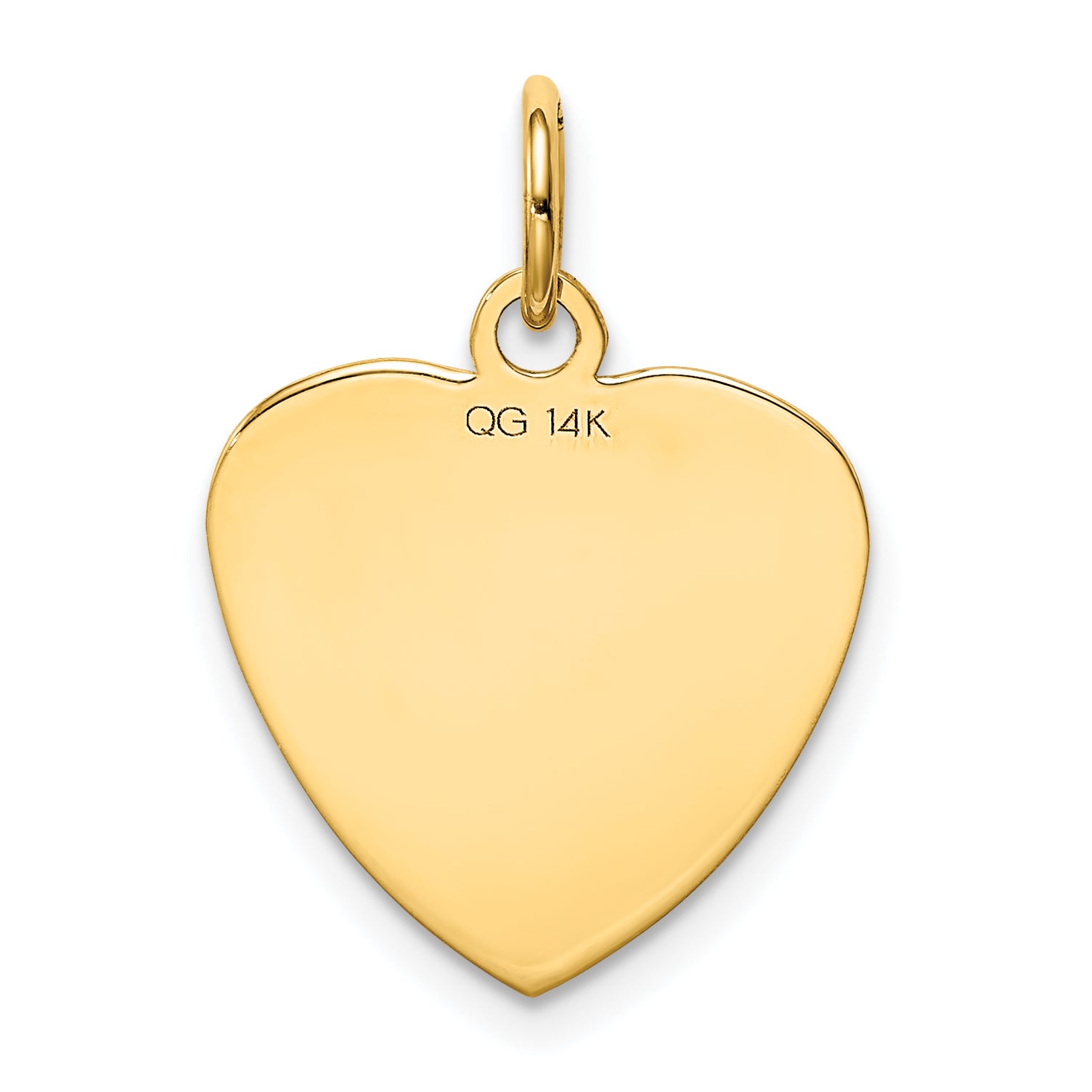 14k Yellow Gold Etched Engravable Heart Disc Charm