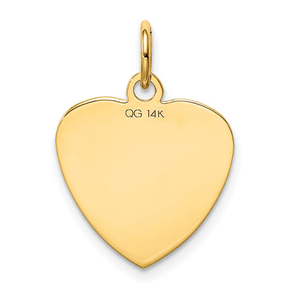 14k Yellow Gold Etched Engravable Heart Disc Charm