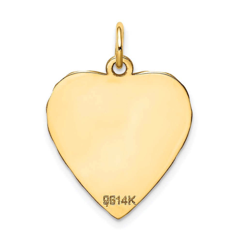 14k Yellow Gold Etched Engravable Heart Disc Charm