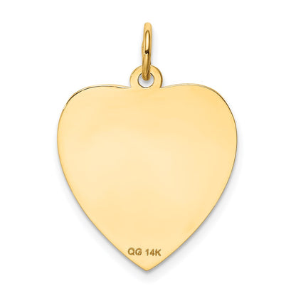 14k Yellow Gold 14k Etched .018 Gauge Engravable Heart Disc Charm