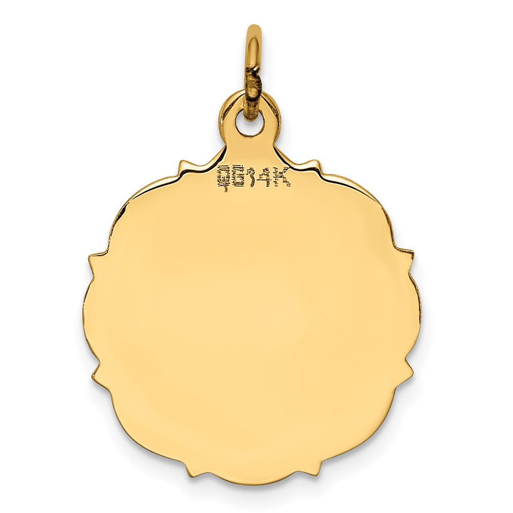 14k Yellow Gold Plain Engravable Disc Charm