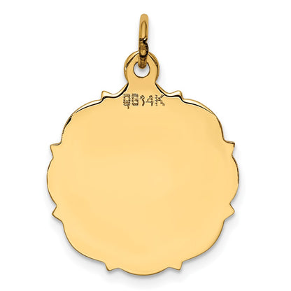 14k Yellow Gold Plain Engravable Disc Charm