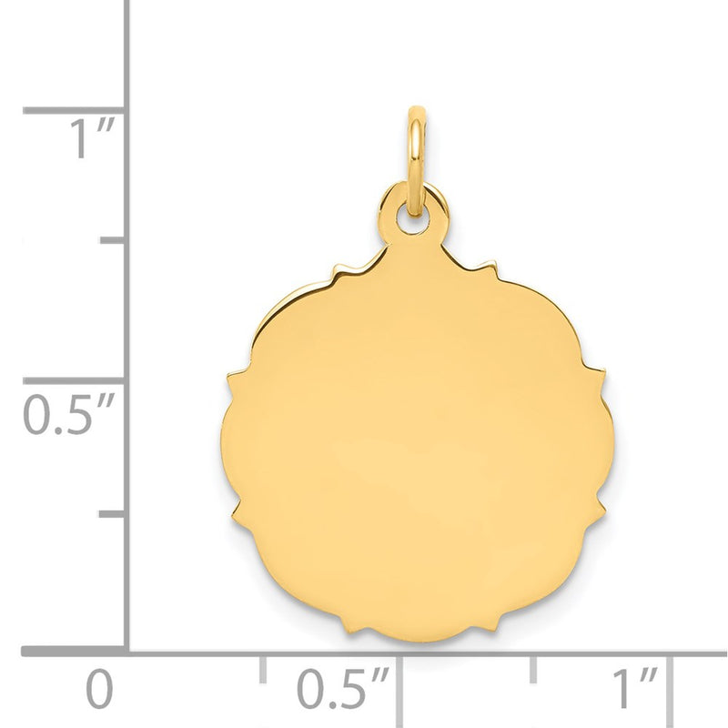 14k Yellow Gold Plain Engravable Disc Charm