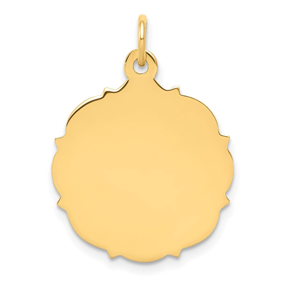 14k Yellow Gold Plain Engravable Disc Charm