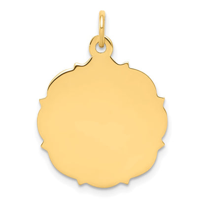 14k Yellow Gold Plain Engravable Disc Charm