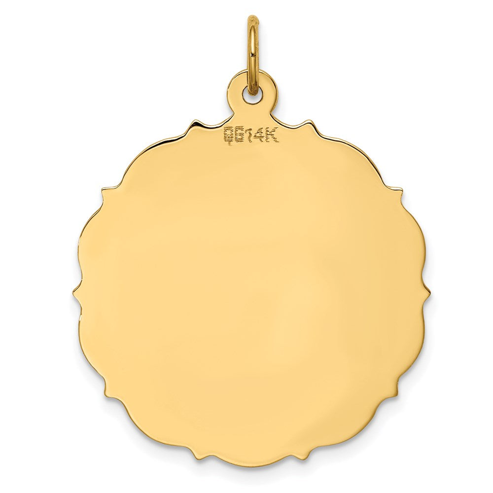 14k Yellow Gold Plain Engravable Disc Charm