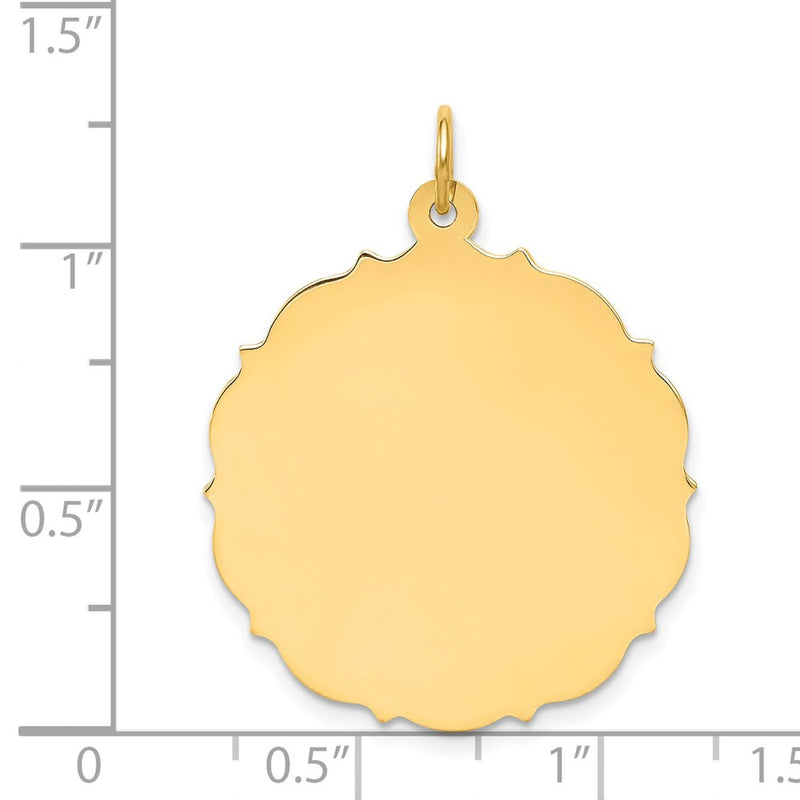 14k Yellow Gold Plain Engravable Disc Charm