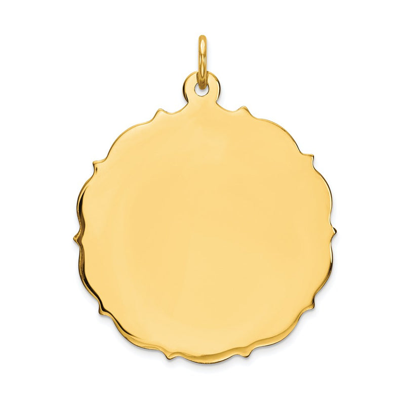 14k Yellow Gold Plain Engravable Disc Charm