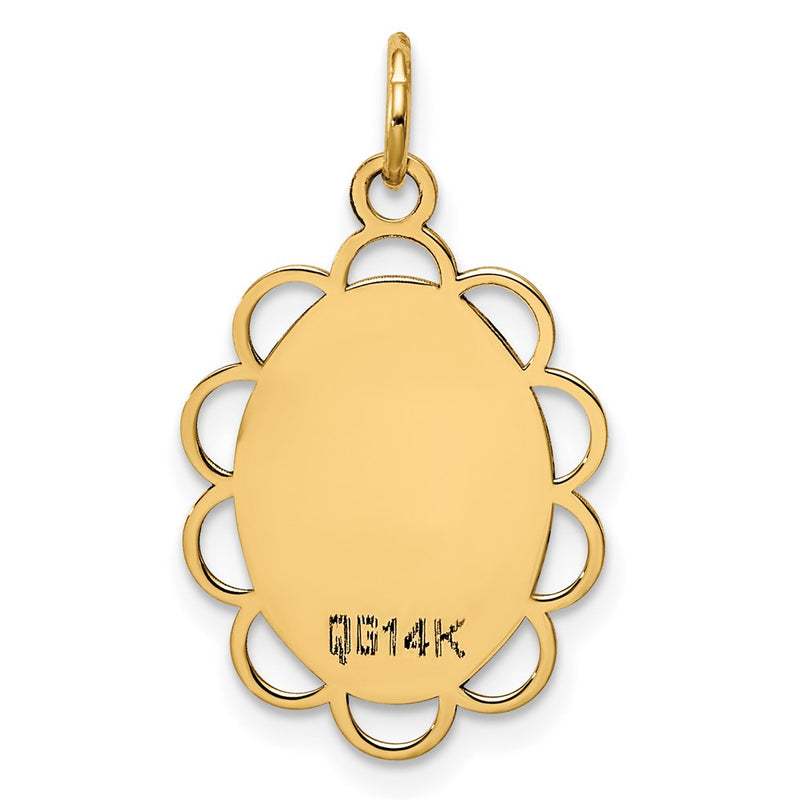 14k Yellow Gold 14k Plain .013 Gauge Engravable Flower Disc Charm