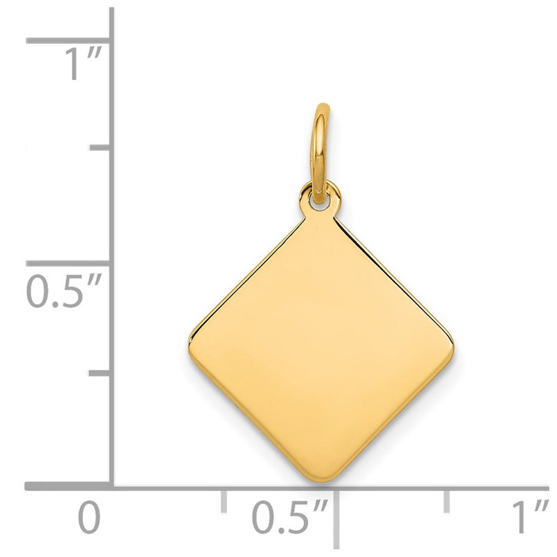 14k Yellow Gold 14k Plain .018 Gauge Diamond-Shaped Engravable Disc Charm