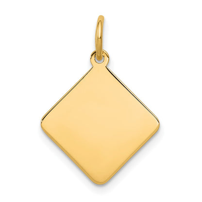 14k Yellow Gold 14k Plain .018 Gauge Diamond-Shaped Engravable Disc Charm