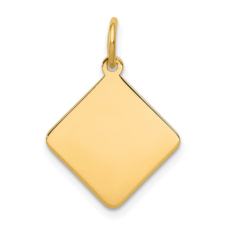 14k Yellow Gold 14k Plain .018 Gauge Diamond-Shaped Engravable Disc Charm