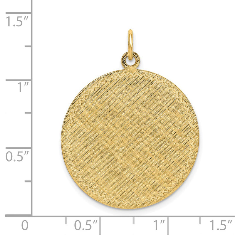 14k Yellow Gold 14k Patterned .018 Gauge Circular Engravable Disc w/Satin Back