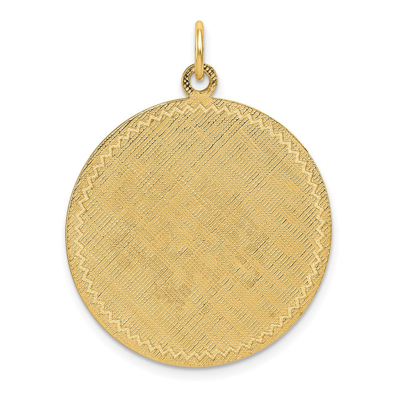14k Yellow Gold 14k Patterned .018 Gauge Circular Engravable Disc w/Satin Back