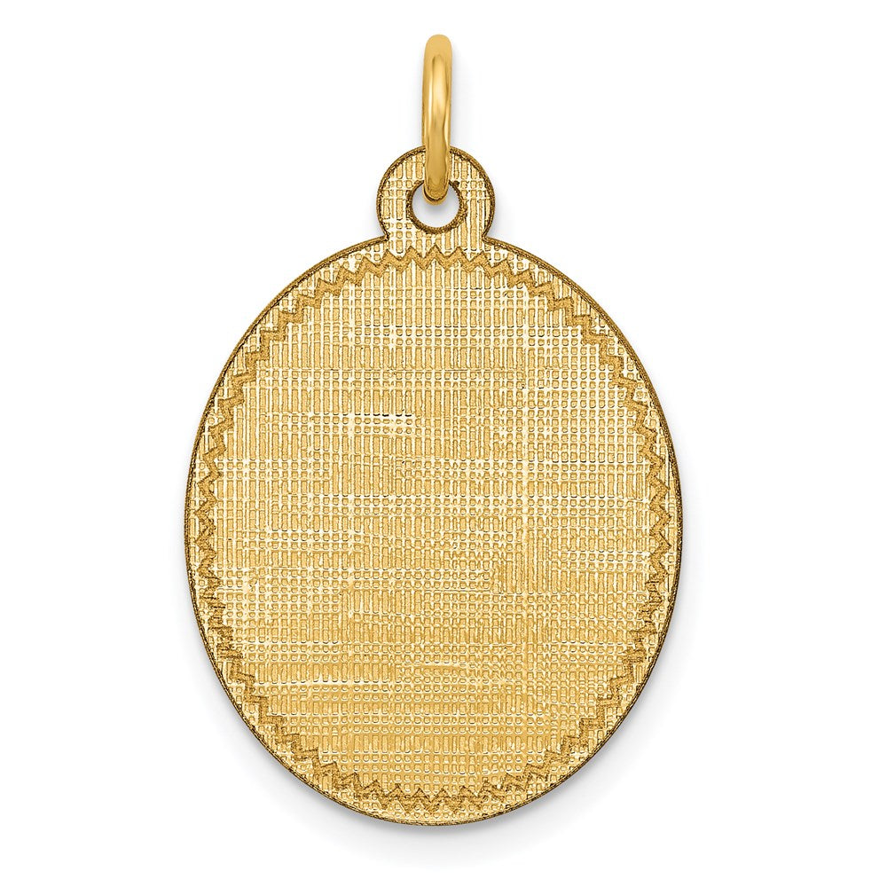 14k Yellow Gold 14k Patterned .018 Gauge Engravable Oval Disc Charm