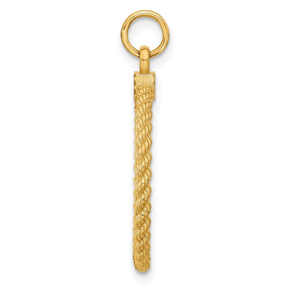 14k Yellow Gold 14k Patterned .013 Gauge Engravable Rope Disc w/Satin Back