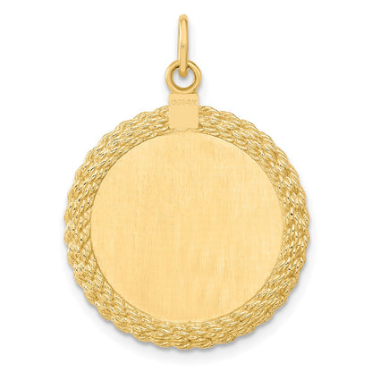 14k Yellow Gold 14k Patterned .013 Gauge Engravable Rope Disc w/Satin Back