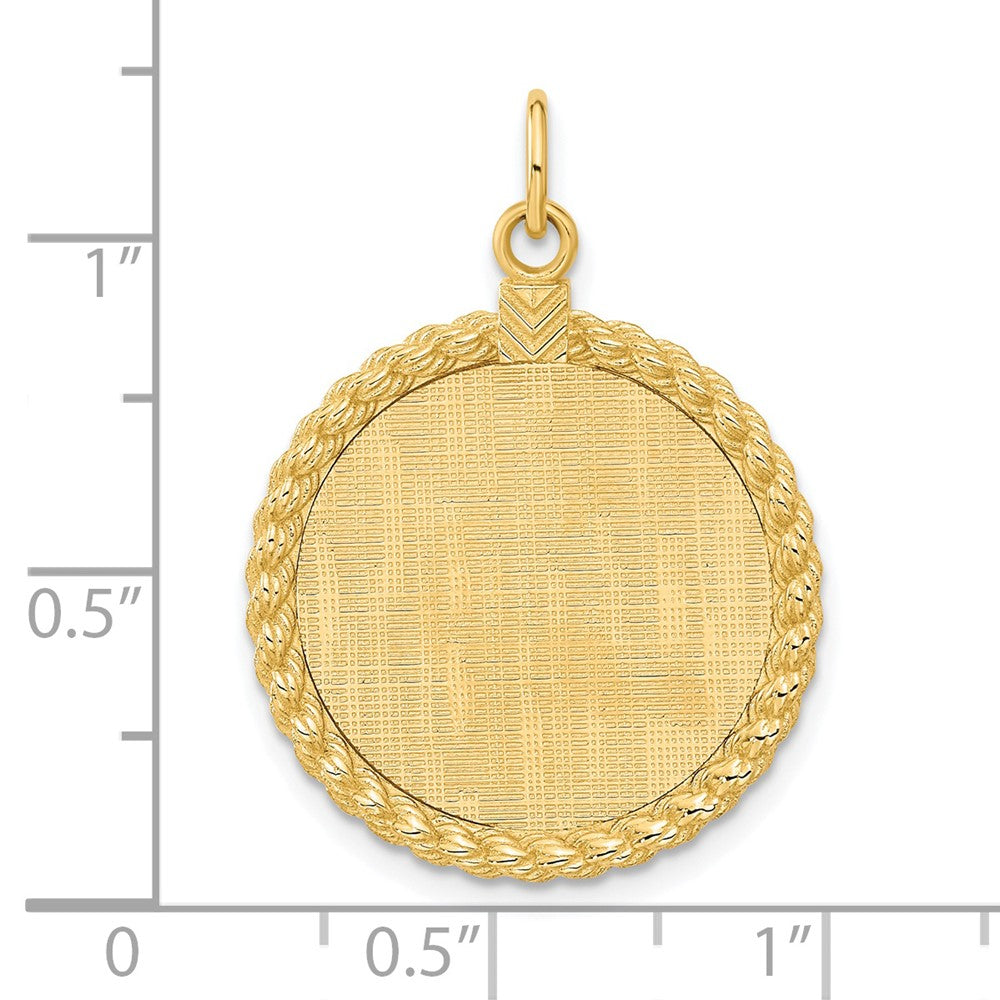 14k Yellow Gold 14k Patterned .013 Gauge Engravable Rope Disc w/Satin Back