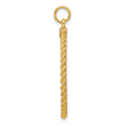 14k Yellow Gold 14k Patterned .013 Gauge Engravable Rope Disc w/Satin Back